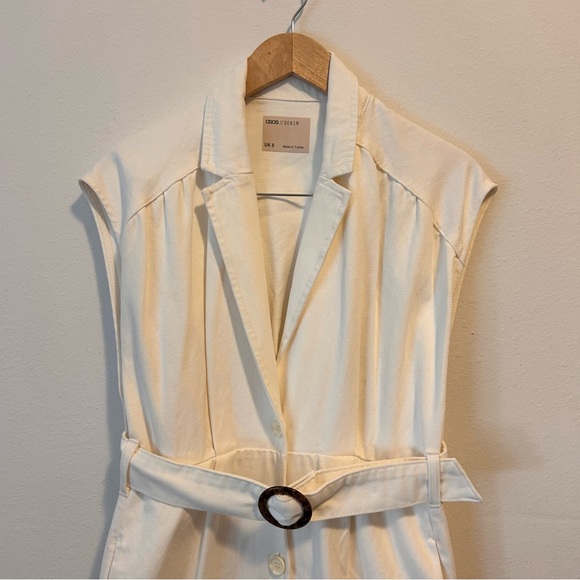 ASOS 8 Women’s Cream Button-Down Maxi Belted Dress - Picture 3 of 11